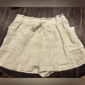 Cloth and Stone Elastic Drawstring 100% Linen Shorts Size Large